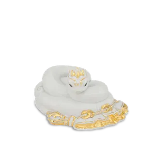 Tượng Rắn Bảo Kim sứ Minh Long 17 cm - Trắng