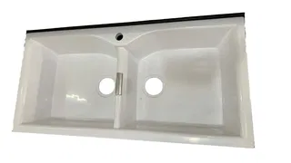 Chậu Rửa Chén Đá Honorcy 2 Hộc Trắng Kim Tuyến 10048