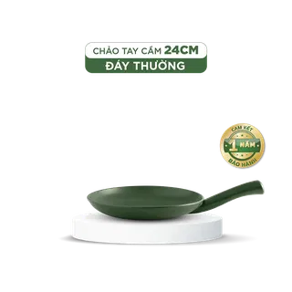 Chảo tay cầm dưỡng sinh sứ Minh Long Healthycook 24 cm (CK)