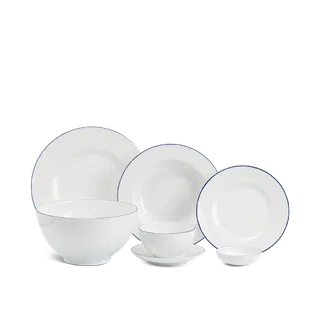 Bộ đồ ăn sứ Minh Long 6 người 25 sản phẩm - Camellia - Chỉ Xanh Dương