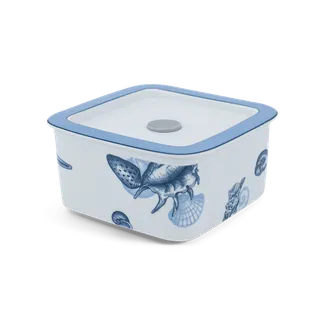 Hộp dưỡng sinh vuông đựng thực phẩm sứ Minh Long 15 cm + nắp - Đại dương