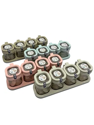 Bộ hũ gia vị vuông 4 nhựa Châu Hưng 045