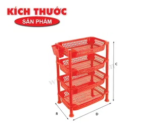 Kệ Trung 4 Tầng Lưới nhựa Tý Liên No.1204-4