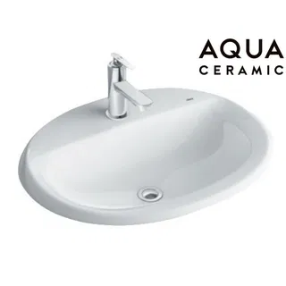 Lavabo chậu rửa mặt INAX AL-2395VFC bán âm dương vành sứ Aquaceramic (AL2395VFC)
