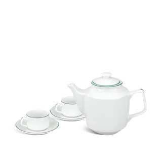 Bộ trà sứ Minh Long 0.7 L - Jasmine - Chỉ Xanh Lá