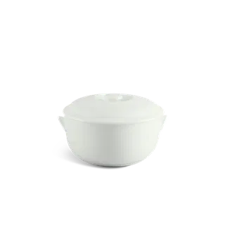 Thố sứ Minh Long 18 cm + nắp - Jasmine Lys - Trắng Ngà