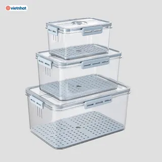 Hộp thực phẩm chữ nhật bộ 3 nhựa Việt Nhật 6560