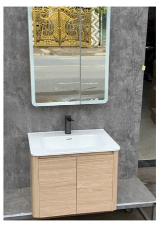 Bộ Tủ Lavabo PVC 80 Màu Gỗ KT60