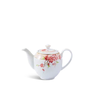 Bình trà sứ Minh Long 0.8 L + nắp - Camellia - Hoa Đào