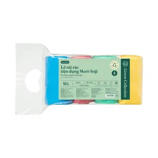Lô túi rác màu tiện dụng INOCHI Mori-Soji 4 x 10L (size S) Mix XL+XD+Vàng+Đỏ