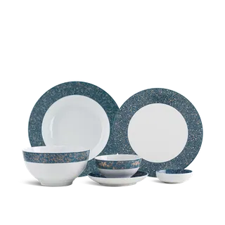 Bộ đồ ăn sứ Minh Long 23 sản phẩm - Camellia - Diệp Lục