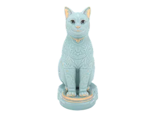 Tượng mèo Ngũ Phúc sứ Minh Long 31.1 cm - Men ngọc sương mờ