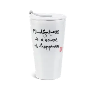 Ly sứ dưỡng sinh sứ Minh Long 0.48 L + nắp ống hút (K1) - Mindfulness is a source of happiness