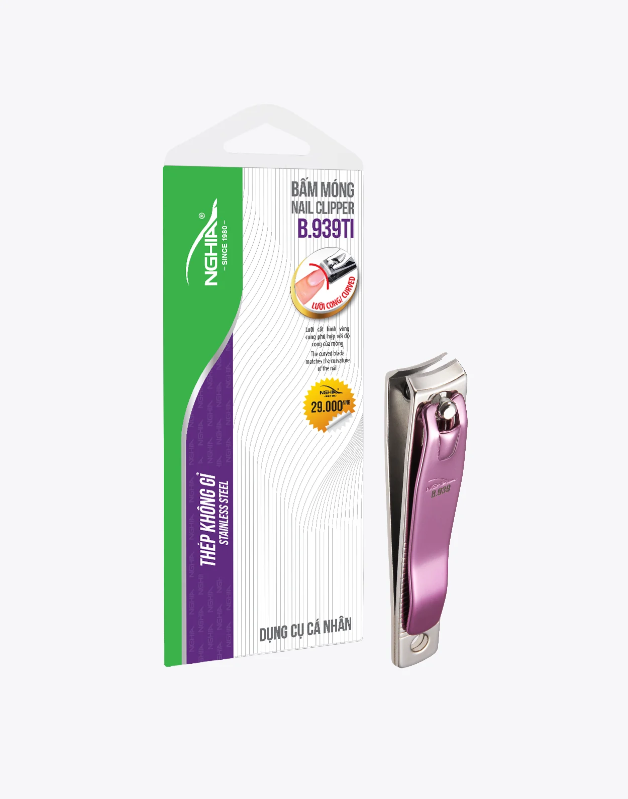 Bấm móng Kềm Nghĩa B.939 tím