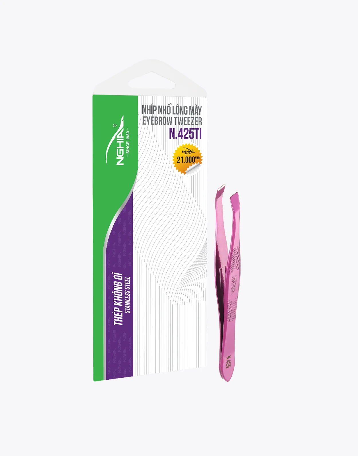 Nhíp nhổ lông mày Kềm Nghĩa N.425 tím