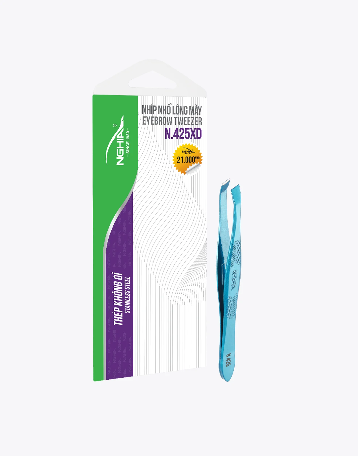 Nhíp nhổ lông mày Kềm Nghĩa N.425 xanh dương