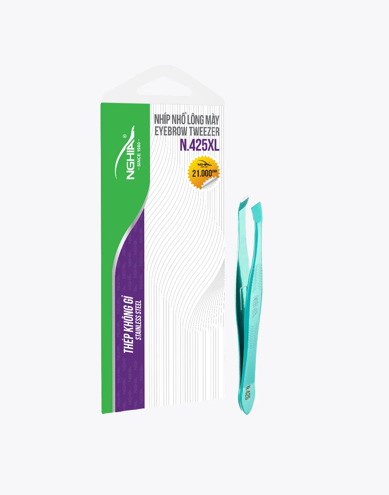 Nhíp nhổ lông mày Kềm Nghĩa N.425 xanh lá