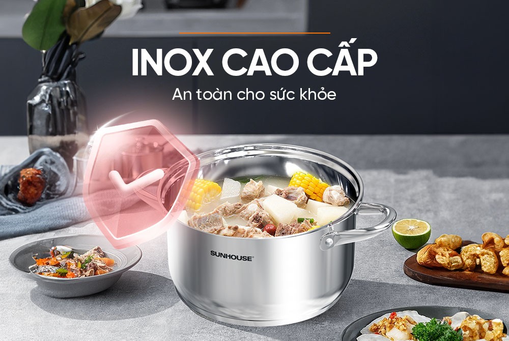 Nồi Inox 3 đáy Sunhouse SHG301-18