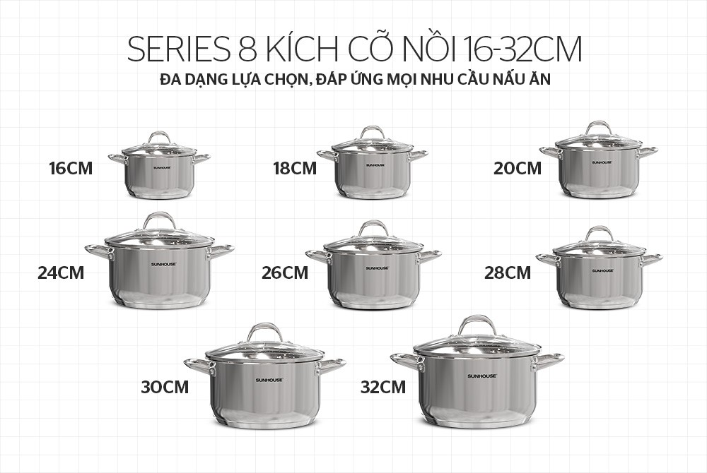 Nồi Inox 3 đáy Sunhouse SHG301-18