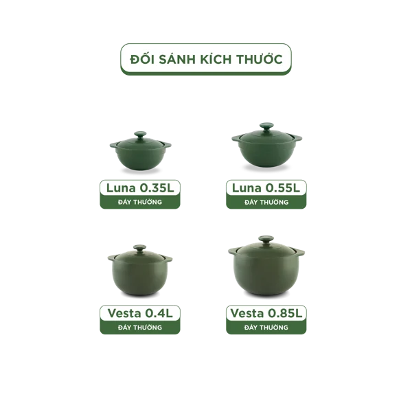 Combo 6 nồi dưỡng sinh sứ Minh Long Healthycook (0.35/0.4/2 0.55/ 2 0.85)