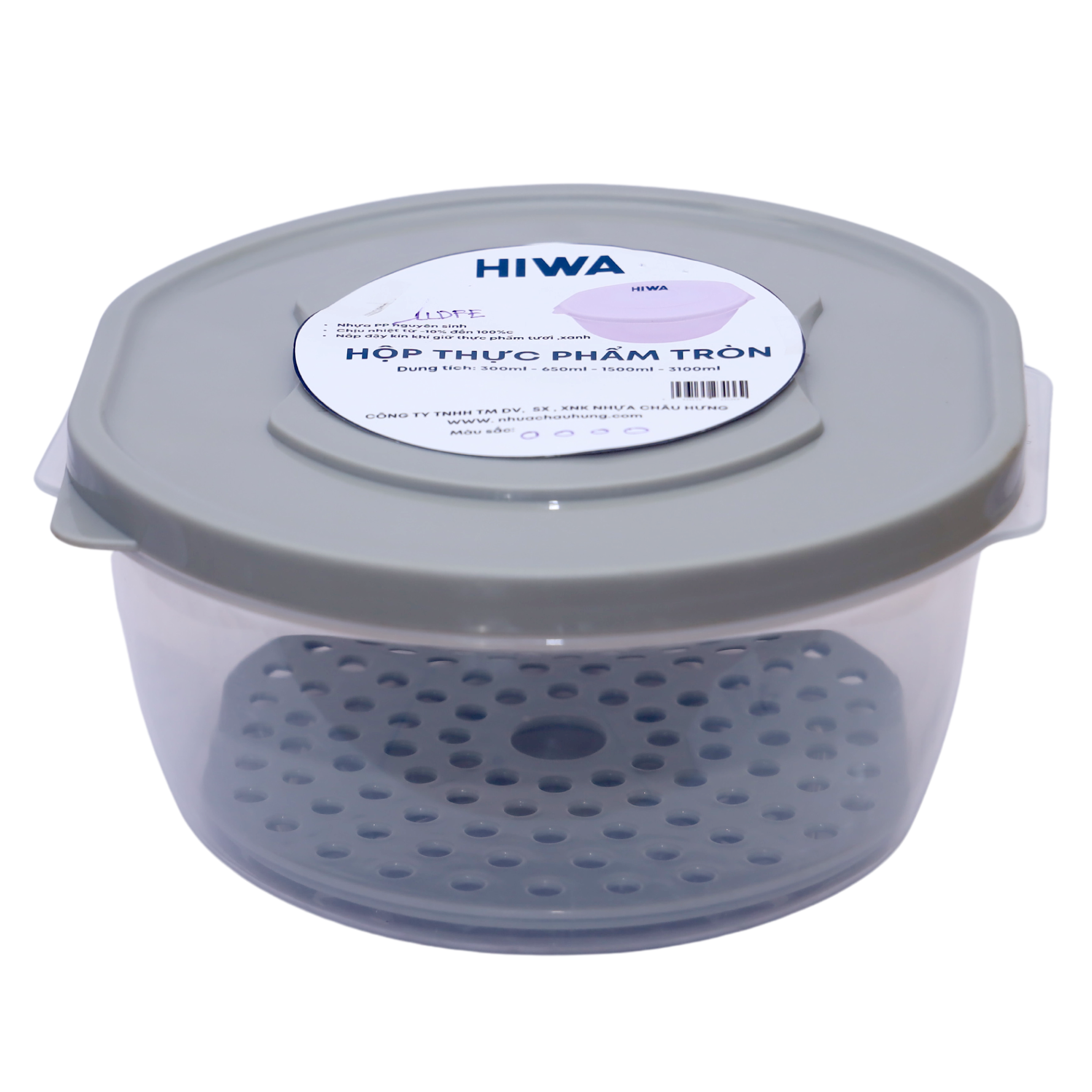 Hộp thực phẩm tròn nhựa Châu Hưng 3100ml 043