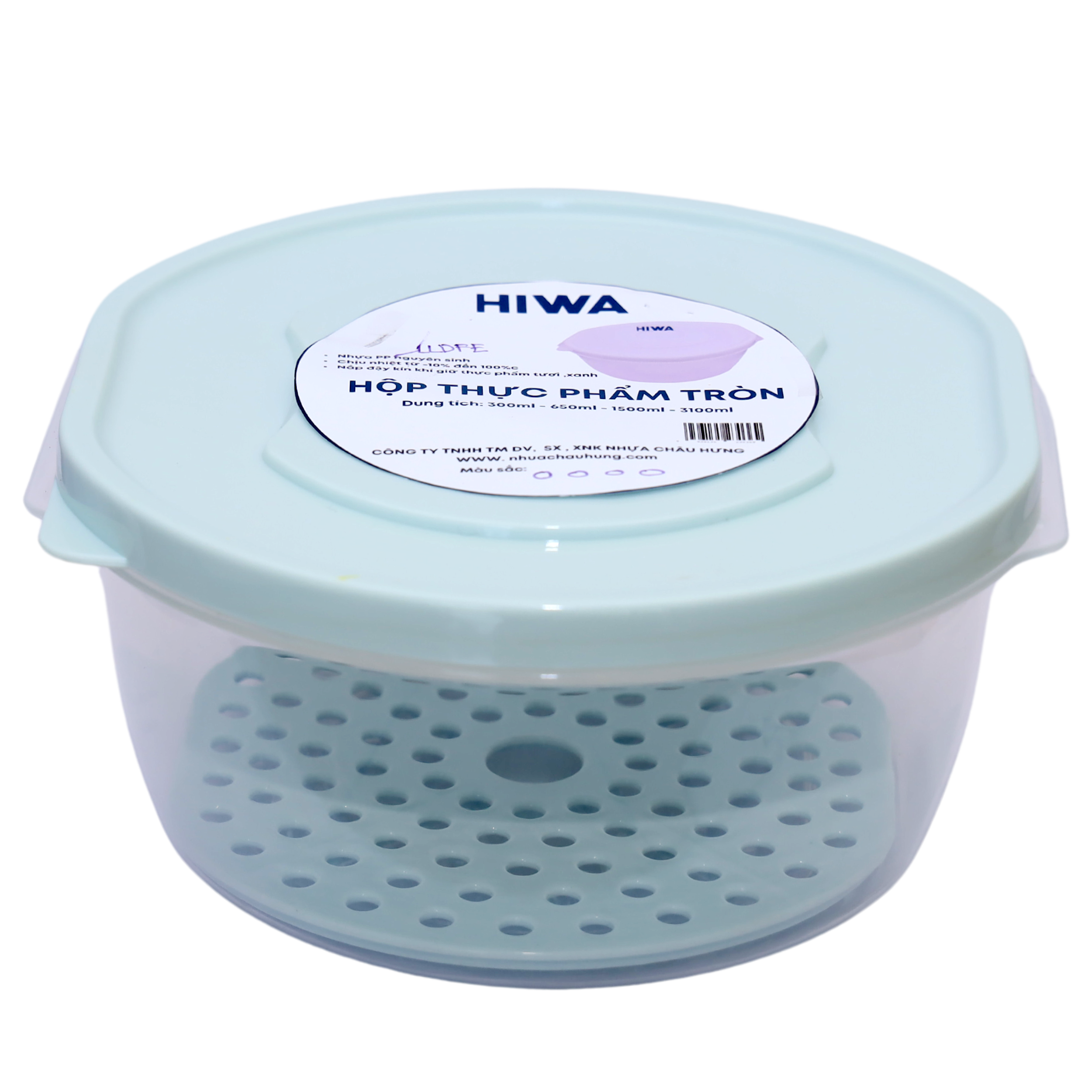 Hộp thực phẩm tròn nhựa Châu Hưng 1500ml 042
