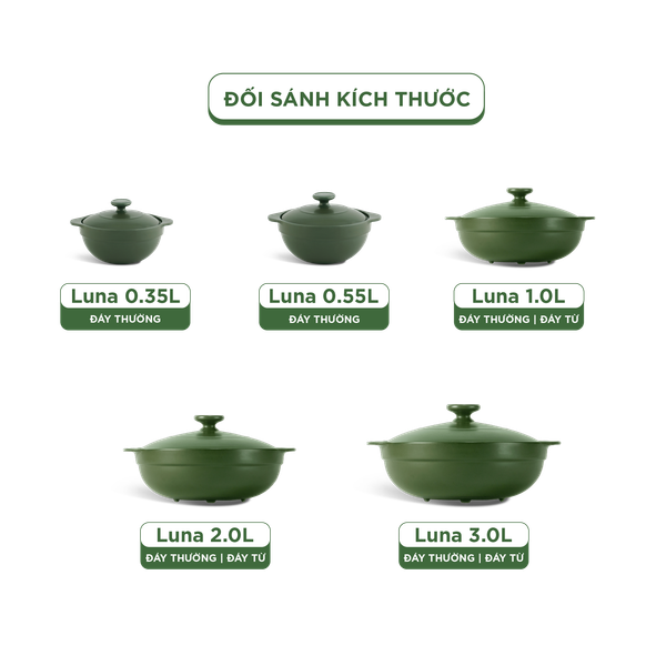 Nồi dưỡng sinh sứ Minh Long Healthycook Luna (Nồi cạn) 1.0 L + nắp (CK)