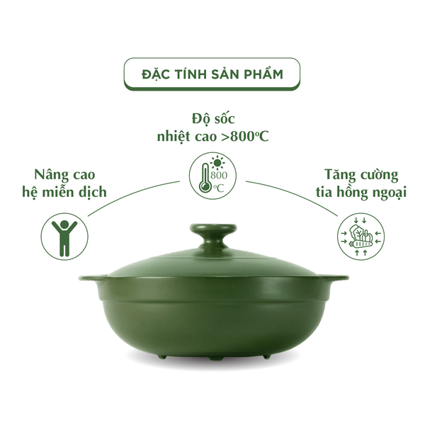 Nồi dưỡng sinh sứ Minh Long Healthycook Luna (Nồi cạn) 2.0 L + nắp (CK) (bếp từ)