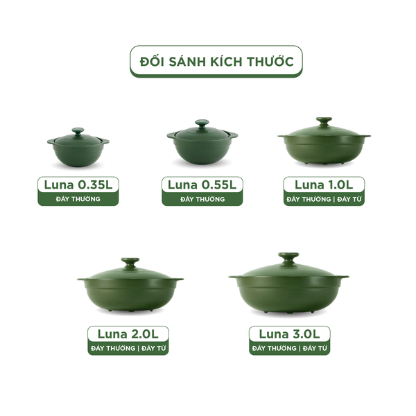 Nồi dưỡng sinh sứ Minh Long Healthycook Luna (Nồi cạn) 2.0 L + nắp (CK) (bếp từ)