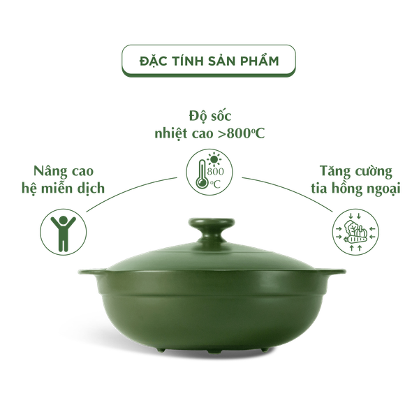 Nồi dưỡng sinh sứ Minh Long Healthycook Luna (Nồi cạn) 3.0 L + nắp (CK)