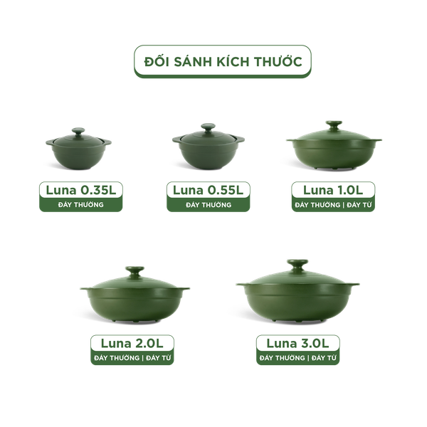 Nồi dưỡng sinh sứ Minh Long Healthycook Luna (Nồi cạn) 3.0 L + nắp (CK)