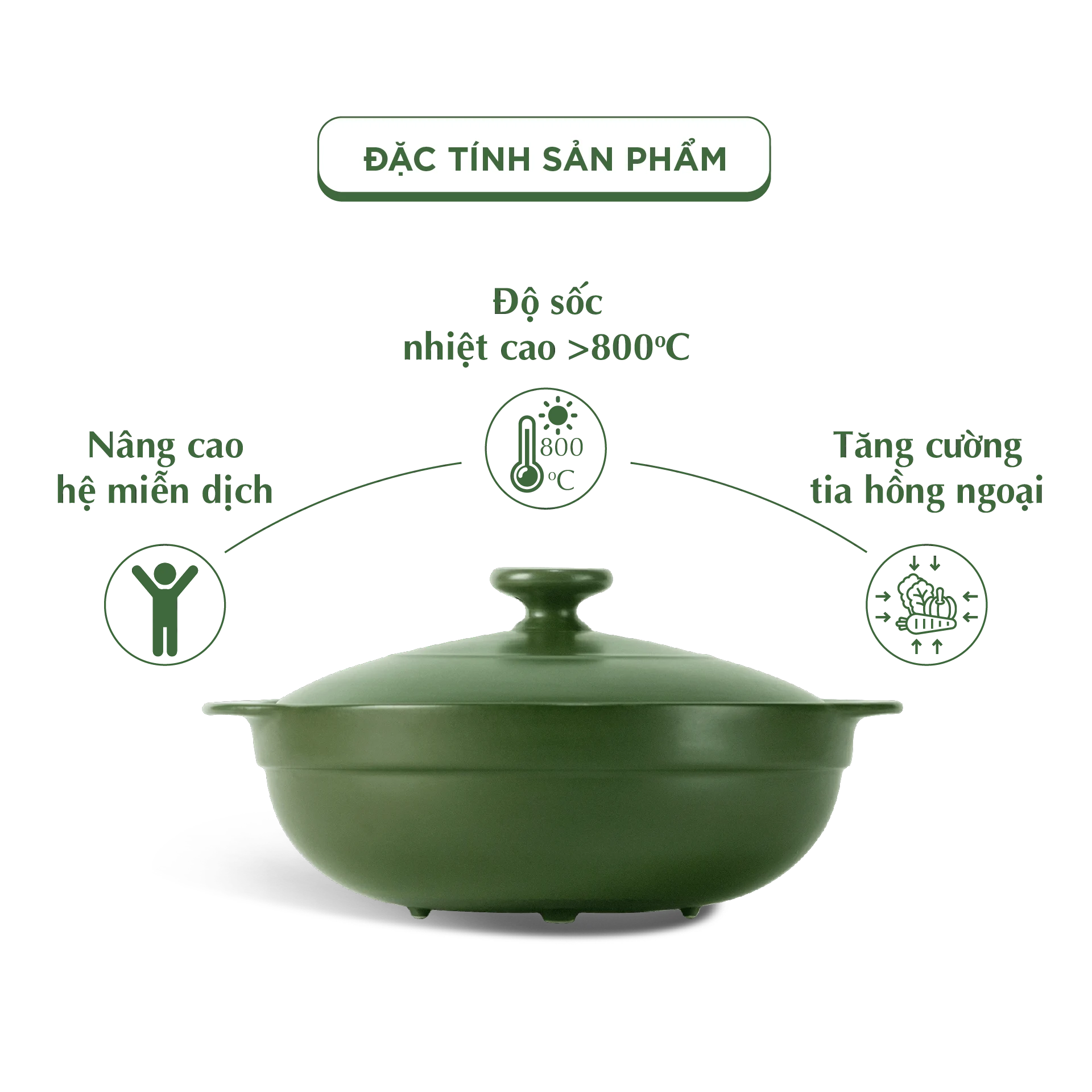 Nồi dưỡng sinh sứ Minh Long Healthycook Luna (Nồi cạn) 5.0 L + nắp