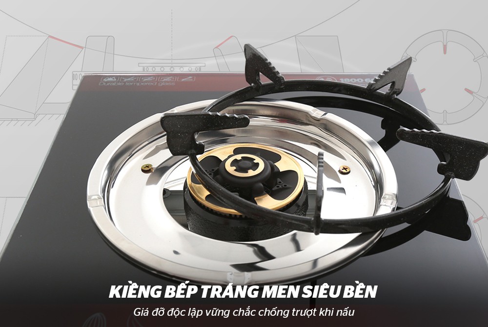 Bếp gas đơn dương kính Sunhouse SHB212KG