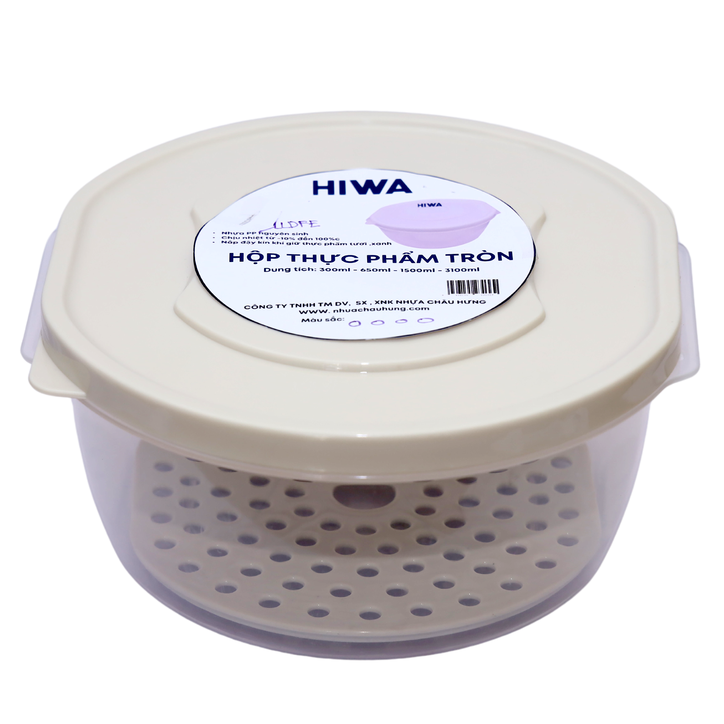 Hộp thực phẩm tròn nhựa Châu Hưng 1500ml 042