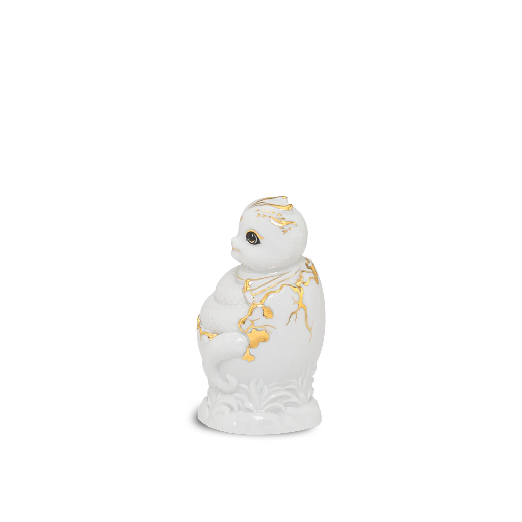 Tượng Rắn Phúc Thái sứ Minh Long 9.8 cm - Trắng