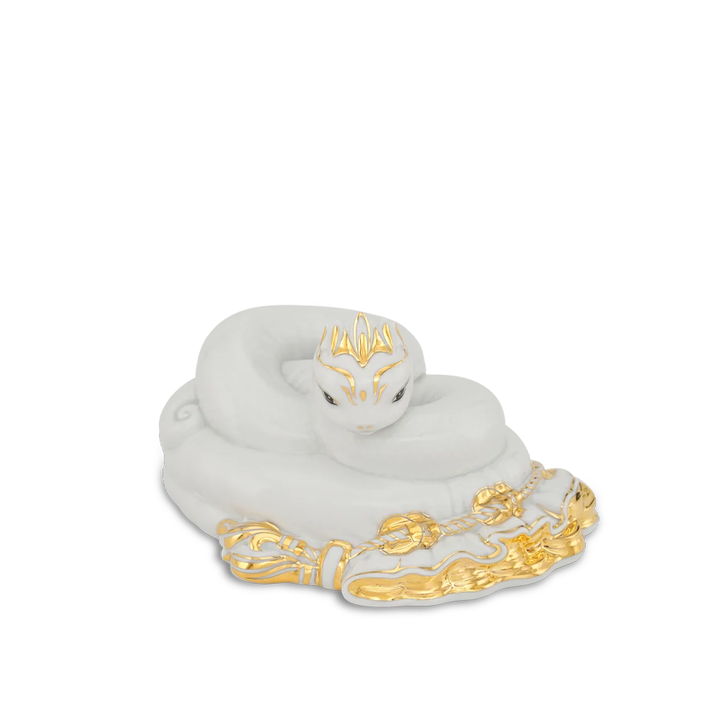 Tượng Rắn Bảo Kim sứ Minh Long 17 cm - Trắng