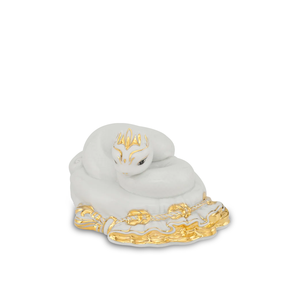 Tượng Rắn Bảo Kim sứ Minh Long 17 cm - Trắng