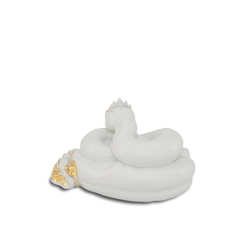 Tượng Rắn Bảo Kim sứ Minh Long 17 cm - Trắng