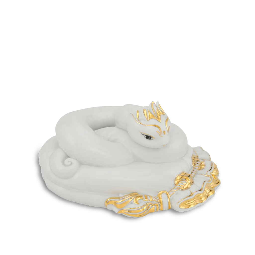 Tượng Rắn Bảo Kim sứ Minh Long 17 cm - Trắng