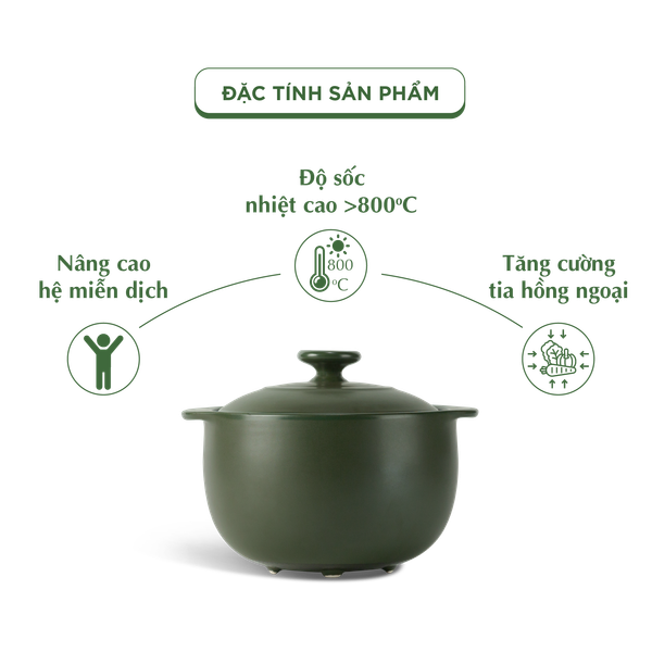 Nồi dưỡng sinh sứ Minh Long Healthycook Vesta (Nồi tròn cao) 3.0 L + nắp (CK)