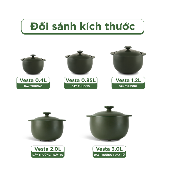 Nồi dưỡng sinh sứ Minh Long Healthycook Vesta (Nồi tròn cao) 3.0 L + nắp (CK)