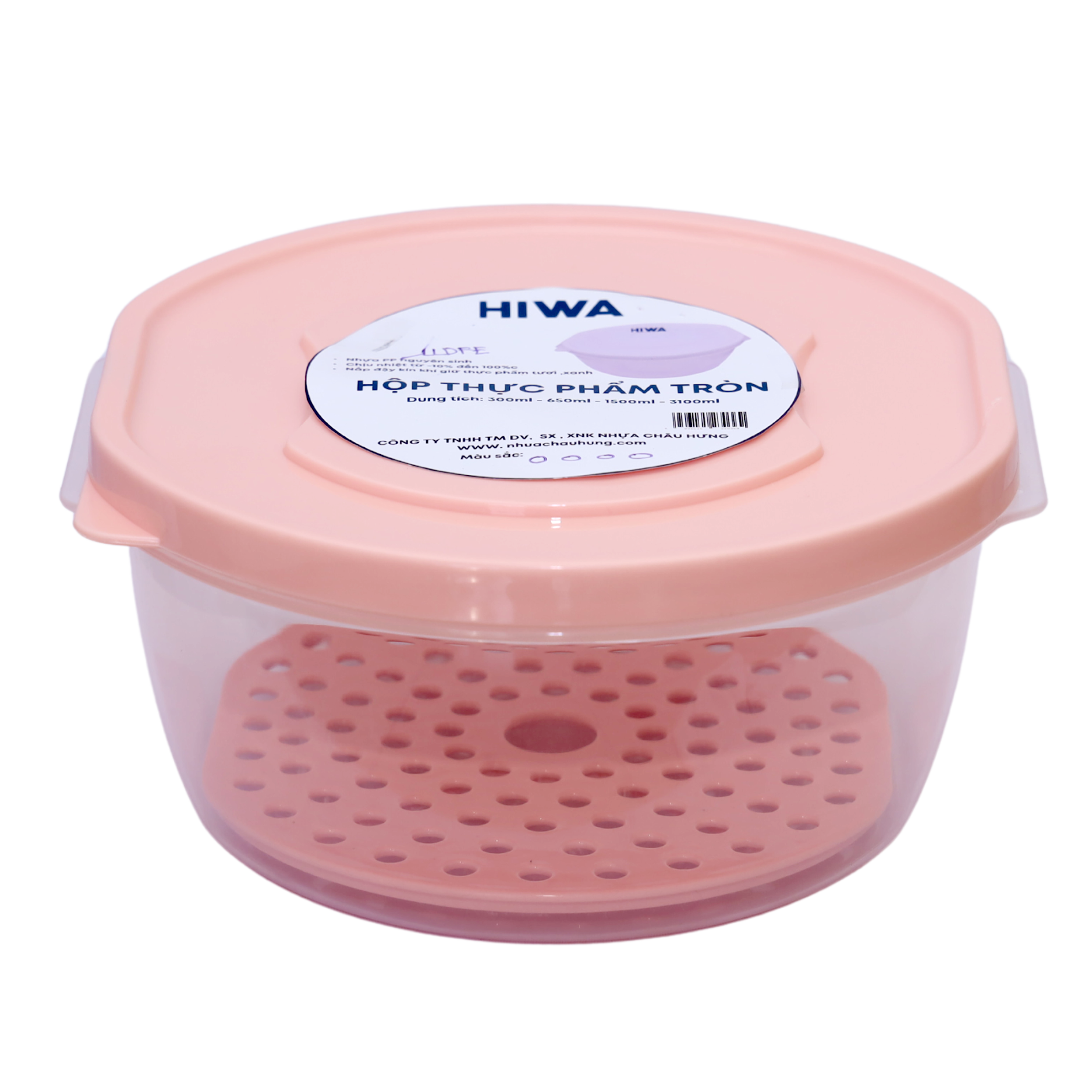 Hộp thực phẩm tròn nhựa Châu Hưng 1500ml 042