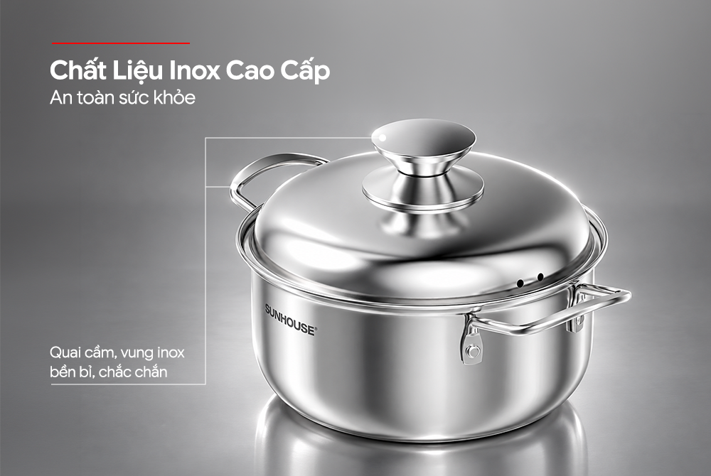 Bộ nồi inox 1 đáy Sunhouse SH224