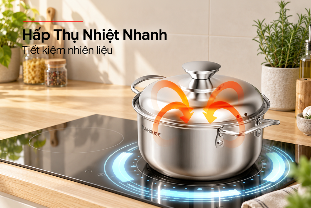 Bộ nồi inox 1 đáy Sunhouse SH224