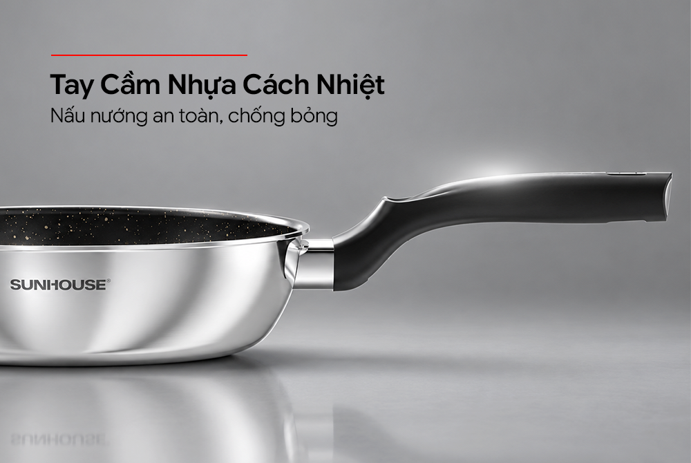 Chảo Inox đa lớp chống dính Sunhouse IN24M18