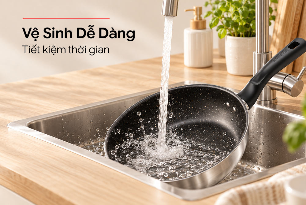 Chảo Inox đa lớp chống dính Sunhouse IN26M18