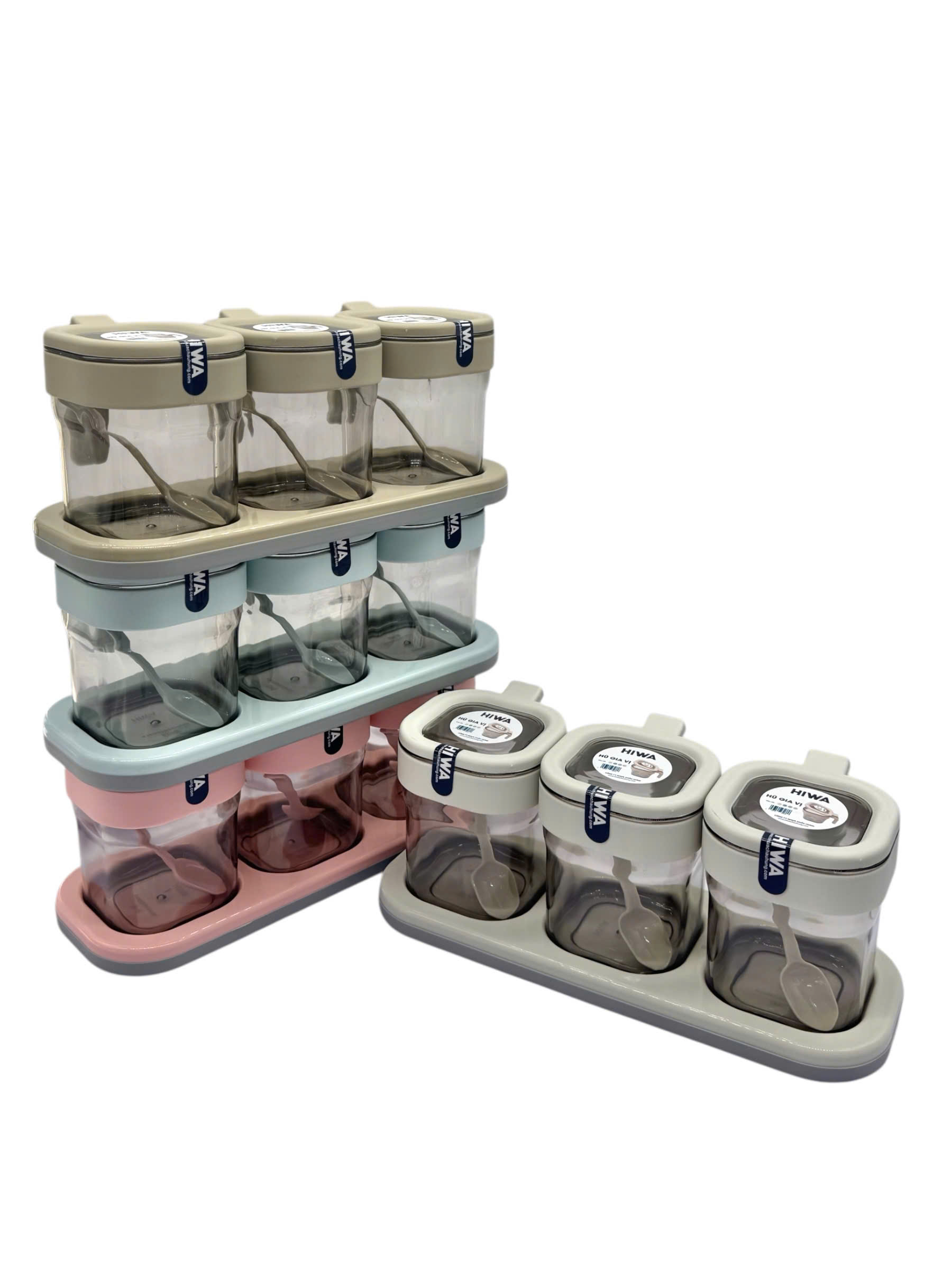 Bộ hũ gia vị vuông 3 nhựa Châu Hưng 044