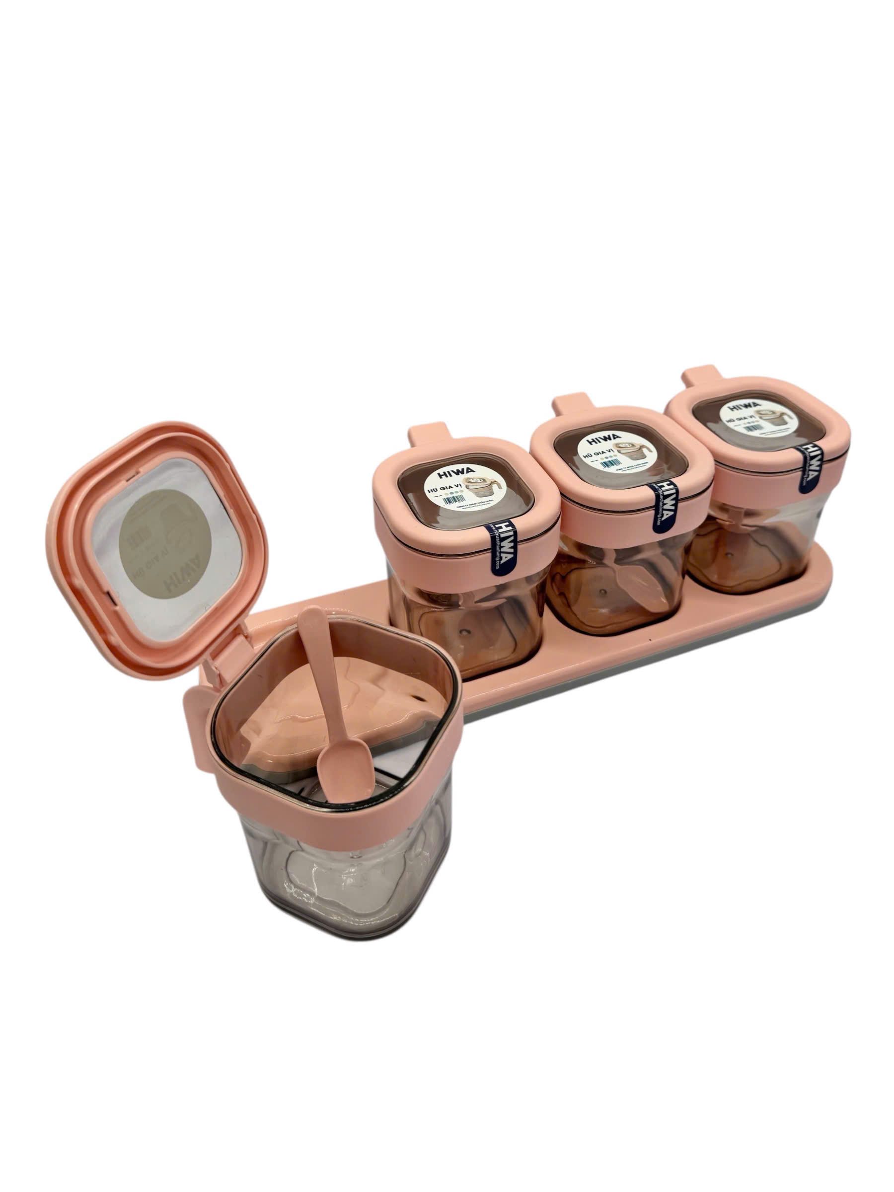 Bộ hũ gia vị vuông 4 nhựa Châu Hưng 045