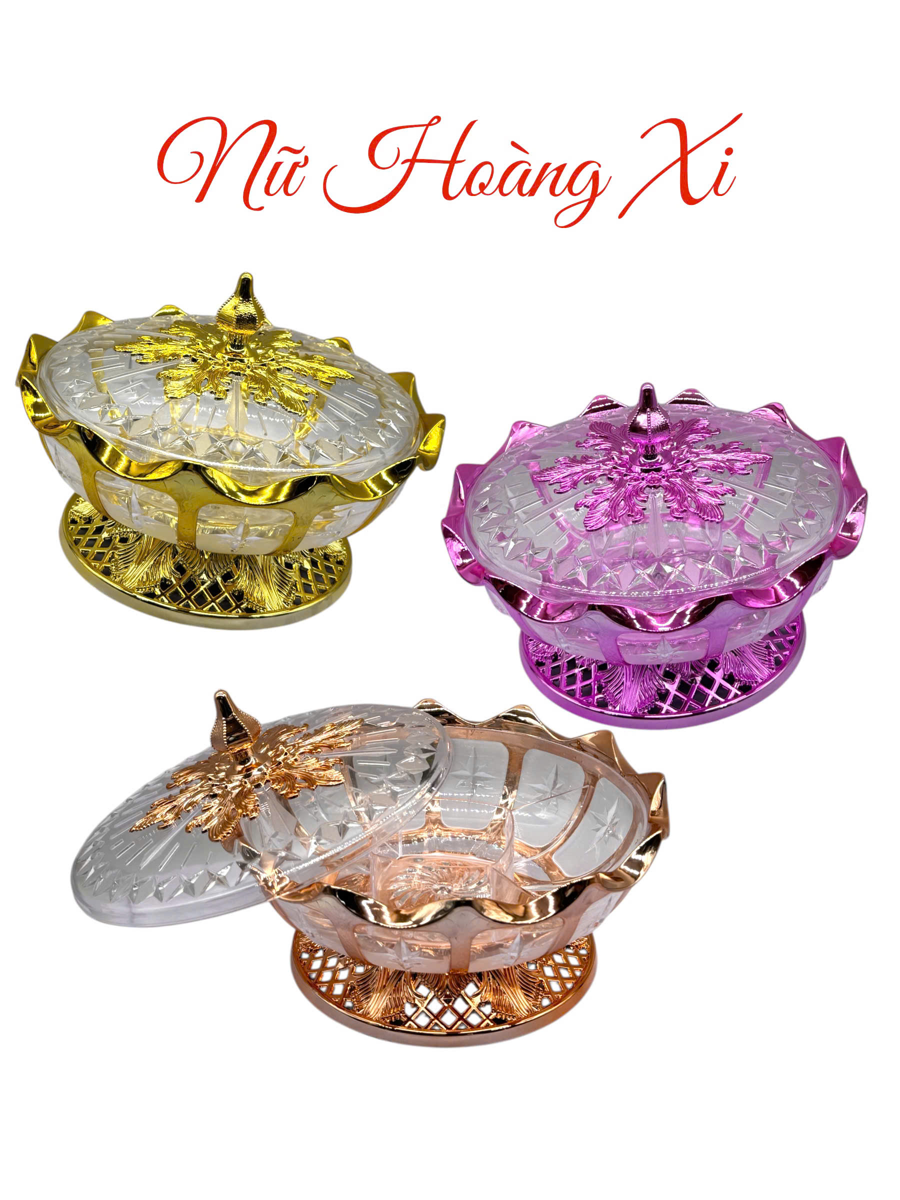 Hộp mứt nữ hoàng nhỏ xi nhựa Châu Hưng