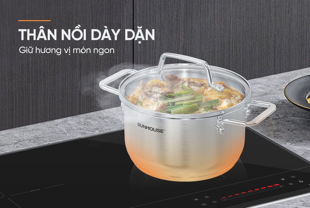Nồi Inox 304 5 đáy Sunhouse SHG602-16